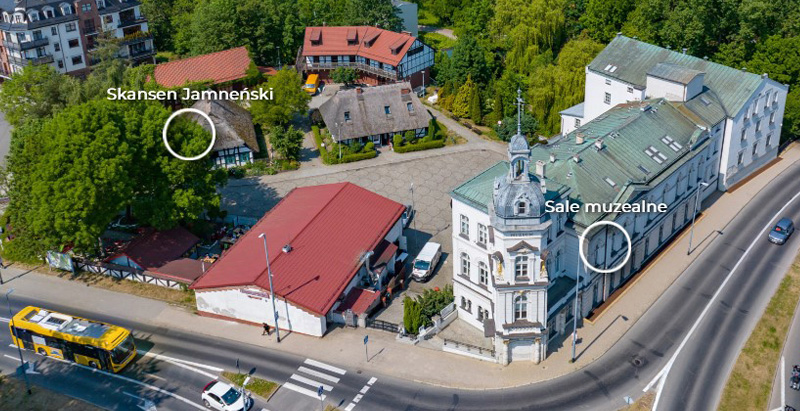 Wirtualny spacer. Widok na Muzeum w Koszalinie z lotu ptaka (kliknięcie spowoduje przejście do zewnętrznej strony).